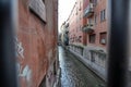 Bologna, Emilia Romagna, Italy. December 2018. A hidden part of the city reminiscent of Venice