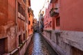 Bologna, Emilia Romagna, Italy. December 2018. A hidden part of the city reminiscent of Venice