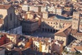 Bologna Italy aerial view of piazza maggiore seen from Asinelli tower