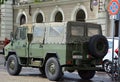 Anti-terrorism soldiers patrol jeep for the tourist sites protection Royalty Free Stock Photo