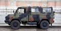 Anti-terrorism soldiers patrol jeep for the tourist sites protection