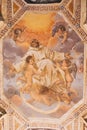 BOLOGNA - ITALY, APRIL 16, 2017. Fresco in the ceiling inside the Monumental Cemetery of Certosa di Bologna