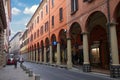 Ancient historic arcades of Bologna. Italy