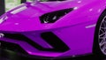 Bologna, Italy - December 3, 2019: Purple lamborghini aventador. Luxury stylish sport car. Royalty Free Stock Photo