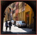 Bologna, Italy famous for the porticoes streets with collonades