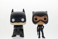 Batman and Catwoman action figure on white background. Batman from DC comics Royalty Free Stock Photo