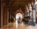 Famous arcade of the death, portico della morte, in Bologna.