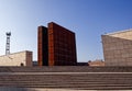 Shoah Memorial monument in Bologna. This monument represents the cells of the deportees. Two