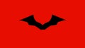 The Batman logo on red background to celebrate the new incoming Batman movie