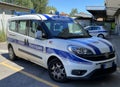 Italian Polizia Municipale Van Local Police. Keeping safety in historic center of Bologna
