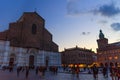 Bologna, Italy, March 17, 2019: Basilica di San Petronio church building and Palazzo d`Accursio Comunale Royalty Free Stock Photo