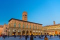 Bologna, Italy, March 17, 2018: Palazzo Re Enzo and Palazzo dei Banchi palace building on Piazza Maggiore Royalty Free Stock Photo