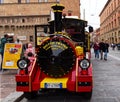 City bo express is a little tourist train that runs through the streets of Bologna, Italy.