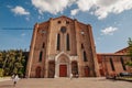 Front view facade of Saint Francis basilica in historic part of Bologna