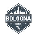 Bologna Italy Travel Stamp Icon Skyline City Design Tourism Seal Vector.