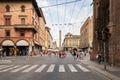 Bologna, Piazza Maggiore with many people near Palazzo Re Enzo