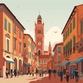 Bologna Simplified: Medieval Charm Meets Minimalist Artistry Royalty Free Stock Photo