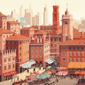 Bologna Simplified: Medieval Charm Meets Minimalist Artistry Royalty Free Stock Photo