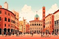 Bologna Simplified: Medieval Charm Meets Minimalist Artistry Royalty Free Stock Photo