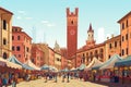 Bologna Simplified: Medieval Charm Meets Minimalist Artistry Royalty Free Stock Photo