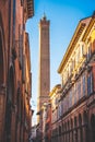Bologna skyline historic building vertical background of emilia romagna local landmarks