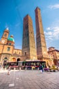 Bologna towers and Chiesa di San Bartolomeo. Bologna, Emilia-Romagna, Italy