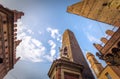 Bologna towers and Chiesa di San Bartolomeo. Bologna, Italy