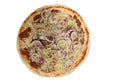 Bolognese pizza. Unbaked pizza. Bolognese sauce in pizza. Royalty Free Stock Photo