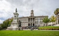 The Bolsa Palace and statue of Henry the Navigator in Porto, Portugal