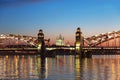 Bolsheokhtinsky bridge on Neva river during the white nights. Saint Petersburg Royalty Free Stock Photo