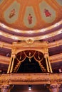 Bolshoi Theater historic building interior. Chandeliers at the hall.