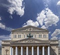 Bolshoi Theatre Large, Great or Grand Theatre, also spelled Bolshoy on a cloud background, Moscow, Russia