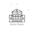 Bolshoi Theatre, Moscow Vector Line Icon, Symbol, Pictogram, Sign. Light Abstract Geometric Background. Editable Stroke