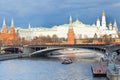 Bolshoy Kamenny Bridge and Kremlin in Moscow Royalty Free Stock Photo
