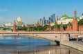 Bolshoy Moskvoretsky bridge and Moscow cityscape, Russia Royalty Free Stock Photo