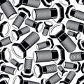 Bolt 3d monochrome vector seamless pattern. Creative background Royalty Free Stock Photo