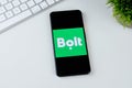 Bolt formerly Taxify app logo on a smartphone screen.