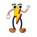 Bolt lightning Cartoon funny retro comic Christmas character, gloved hands