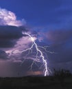 A Bolt of Lightning in the Desert Night Royalty Free Stock Photo
