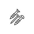 Bolt, nail and screw line icon