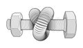 Bolt with nut bent into a knot. Twisted hex head screw. Isolated vector illustration with editable outlines