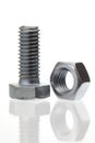 Bolt with nut, closeup Royalty Free Stock Photo