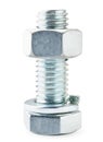 Bolt with nut and Grover washer on a white background. Isolated Royalty Free Stock Photo