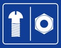 Bolt and nut restroom sign. Symbol public toilet. Sign male toil