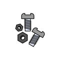 Bolt, Nut, Screw, Tools  Flat Color Icon. Vector icon banner Template Royalty Free Stock Photo