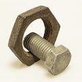 Bolt and nut on white background Royalty Free Stock Photo