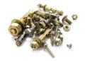 Bolt screws and nut on white background Royalty Free Stock Photo