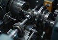 Bolt threading machine with cutting tool engaged, showcasing precision engineering Royalty Free Stock Photo
