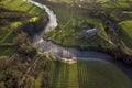 An aerial of Bolton Abbey in Wharfedale, North Yorkshire,