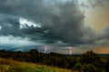 Thunderstorn at sunset over mid-western landscape. Royalty Free Stock Photo